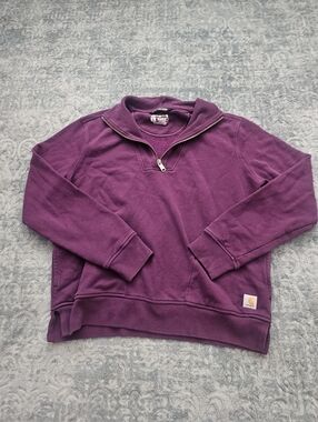 Carhartt Purple Quarter-Zip Pullover Sweatshirt Women Size M
